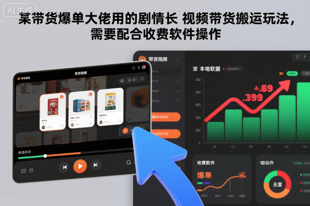 某带货爆单大佬用的剧情长视频带货搬运玩法，需要配合收费软件操作-易得个人分享