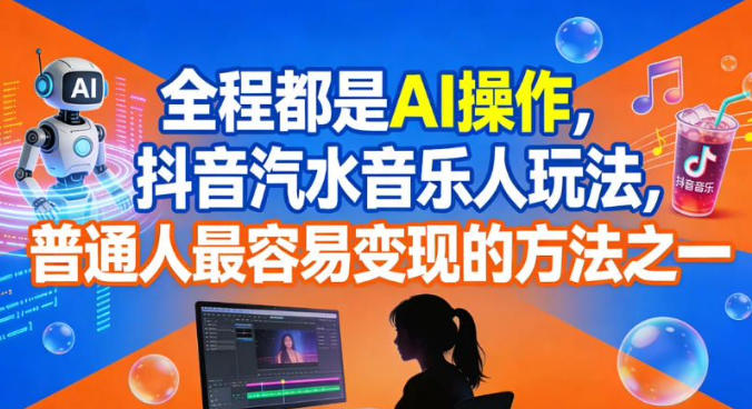全程都是AI操作，抖音汽水音乐人玩法，普通人最容易变现的方法之一-易得个人分享