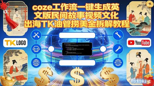 Coze扣子工作流一键生成英文版民间故事视频，文化出海TK油管捞美金拆解教程-易得个人分享