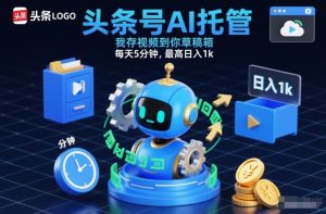 头条号AI托管，我存视频到你草稿箱，每天5分钟，最高日入1k【揭秘】-易得个人分享