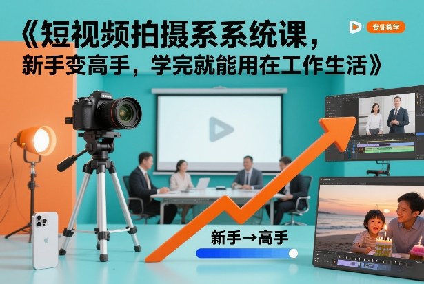 短视频拍摄系统课，新手变高手，学完就能用在工作生活-易得个人分享
