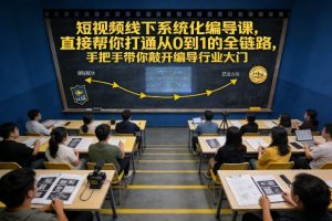 短视频线下系统化编导课，直接帮你打通从0到1的全链路，手把手带你敲开编导行业大门-易得个人分享