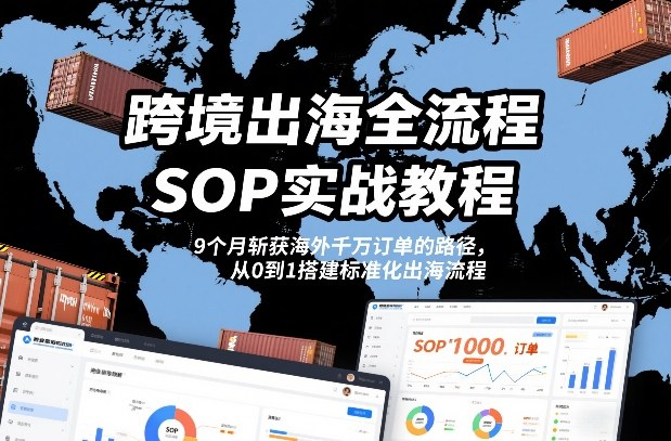 跨境出海全流程全盘托出SOP实战教程，9个月斩获海外千万订单的路径，从0到1搭建标准化出海流程-易得个人分享