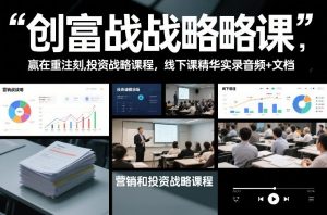 创富战略课，赢在重注时刻，营销和投资战略课程，线下课精华实录音频+文档-易得个人分享