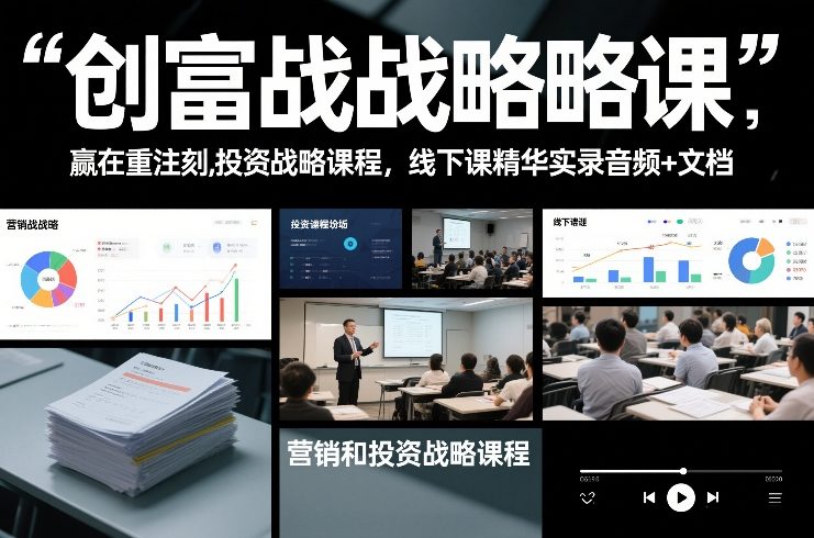 创富战略课，赢在重注时刻，营销和投资战略课程，线下课精华实录音频+文档-易得个人分享