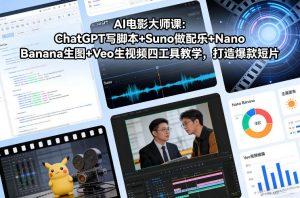 AI电影大师课：ChatGPT写脚本+Suno做配乐+Nano Banana生图+Veo生视频，打造爆款短片-易得个人分享