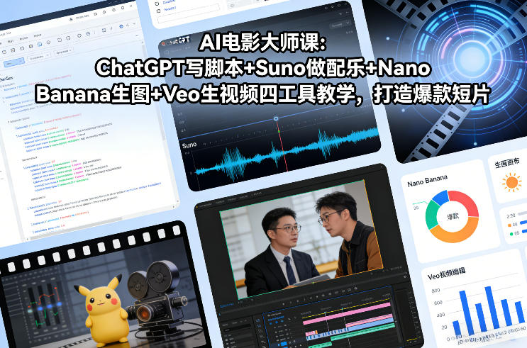 AI电影大师课：ChatGPT写脚本+Suno做配乐+Nano Banana生图+Veo生视频，打造爆款短片-易得个人分享
