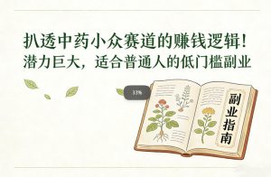 扒透中药小众赛道的賺米逻辑，潜力巨大，适合普通人的低门槛副业-易得个人分享