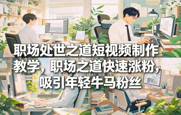 职场处世之道短视频制作教学，职场之道快速涨粉，吸引年轻牛马粉丝-易得个人分享