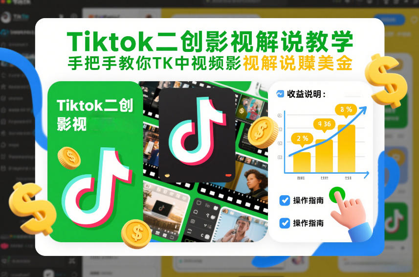 Tiktok二创影视解说教学，手把手教你TK中视频影视解说賺美金（更新26年1月）-易得个人分享