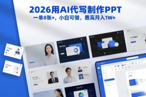 2026用AI代写制作PPT，一单8张+，小白可做，最高月入1W+-易得个人分享