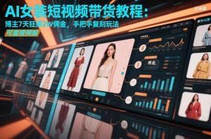 AI女装短视频带货教程：博主7天狂賺2W佣金，手把手复刻玩法，可直接照搬-易得个人分享