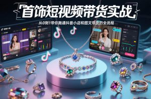 首饰短视频带货实战，从0到1带你跑通抖音小店和图文带货的全流程-易得个人分享
