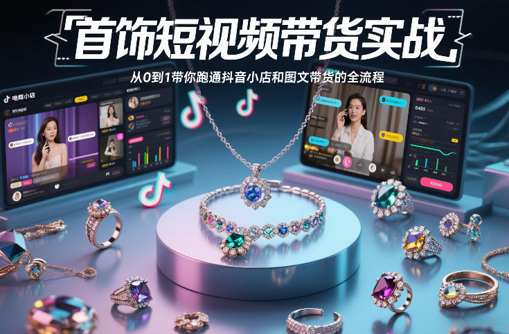首饰短视频带货实战，从0到1带你跑通抖音小店和图文带货的全流程-易得个人分享