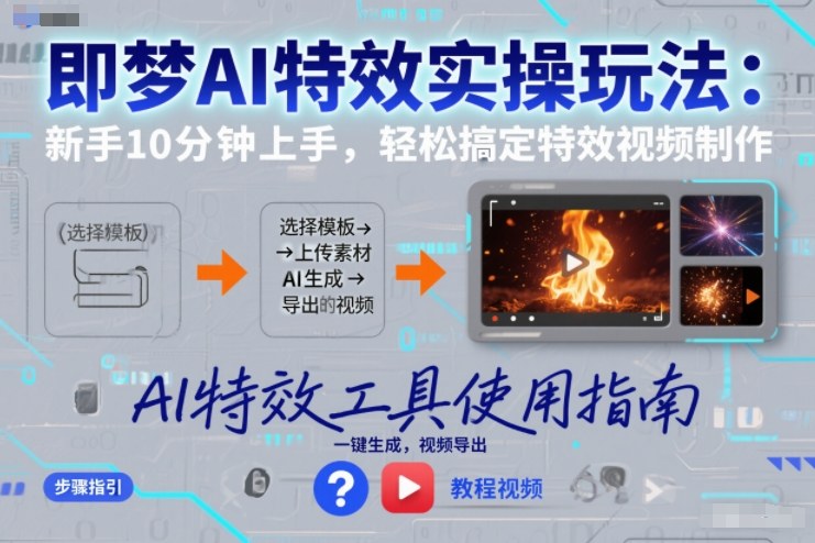 即梦AI特效实操玩法：新手10分钟上手，轻松搞定特效视频制作-易得个人分享