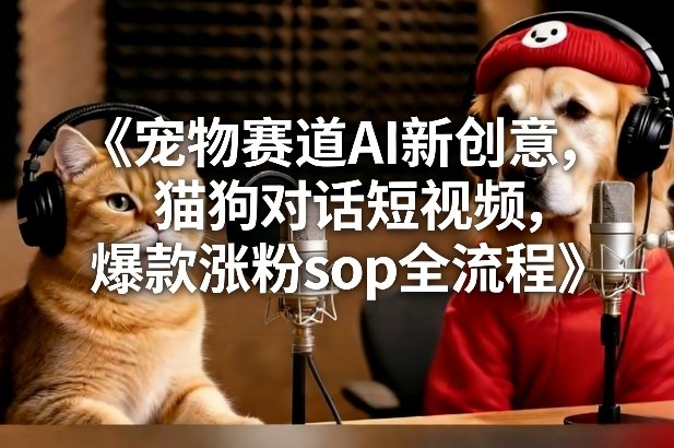 宠物赛道AI新创意，猫狗对话短视频，爆款涨粉sop全流程-易得个人分享