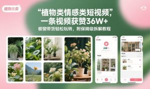 植物类情感类短视频，一条视频获赞36W+，橱窗带货轻松玩转，附保姆级拆解教程-易得个人分享