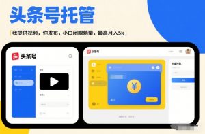 头条号AI托管，我提供视频，你发布，小白闭眼躺賺，最高月入5k+【揭秘】-易得个人分享