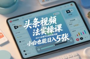 头条视频玩法实操课，从0-1全细节头条所有问题，小白也能日入5张-易得个人分享