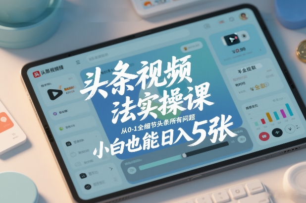 头条视频玩法实操课，从0-1全细节头条所有问题，小白也能日入5张-易得个人分享