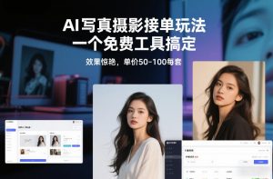 AI写真摄影接单玩法，一个免费工具搞定，效果惊艳，单价50-100每套-易得个人分享