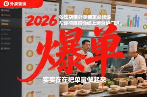 2026餐饮店铺外卖商家必修课，帮你彻底搞懂线上运营的门道，实实在在把单量做起来-易得个人分享
