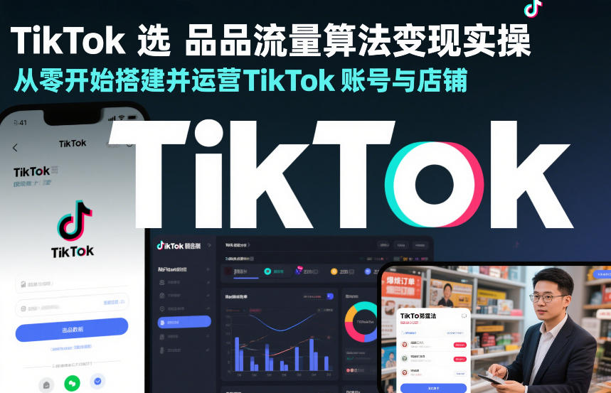TikTok选品流量算法变现实操，从零开始搭建并运营TikTok账号与店铺-易得个人分享