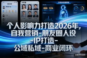个人影响力打造2026年，自我营销-朋友圈人设-IP打造-公域私域-商业闭环-易得个人分享