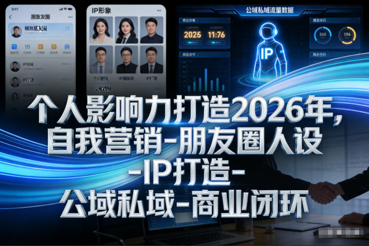 个人影响力打造2026年，自我营销-朋友圈人设-IP打造-公域私域-商业闭环-易得个人分享