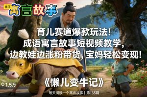 育儿赛道爆款玩法！成语寓言故事短视频教学，边教娃边涨粉带货，宝妈轻松变现！-易得个人分享