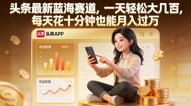 头条最新蓝海赛道，一天轻松大几张，每天花十分钟也能月入过1W【揭秘】-易得个人分享