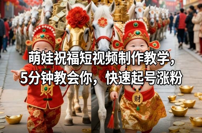 萌娃祝福短视频制作教学，5分钟教会你，快速起号涨粉-易得个人分享