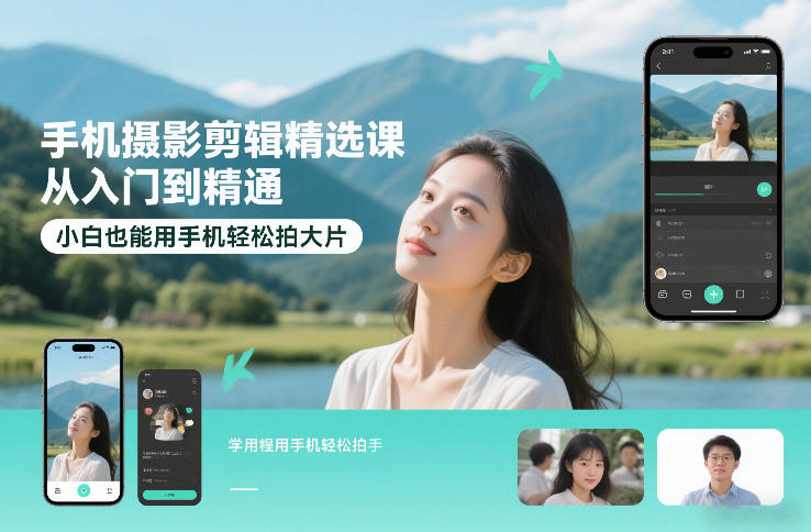 手机摄影剪辑精选课，从入门到精通，小白也能用手机轻松拍大片-易得个人分享