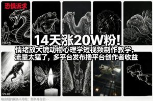 14天涨20W粉！情绪放大镜动物心理学短视频制作教学，流量太猛了，多平台发布撸平台创作者收益-易得个人分享