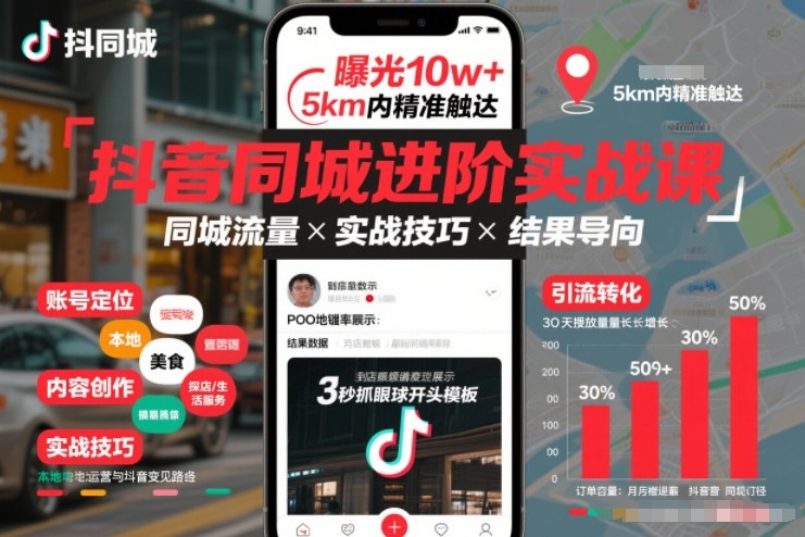 抖音同城进阶实战课，助你同城流量拿到结果-易得个人分享