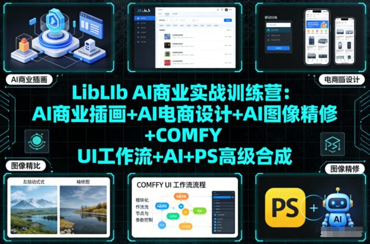 LibLIb AI商业实战训练营：AI商业插画+AI电商设计+AI图像精修+COMFY UI工作流+AI+PS高级合成-易得个人分享