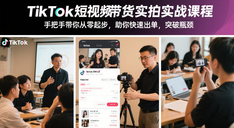 TikTok短视频带货实拍实战课程，手把手带你从零起步，助你快速出单，突破瓶颈-易得个人分享