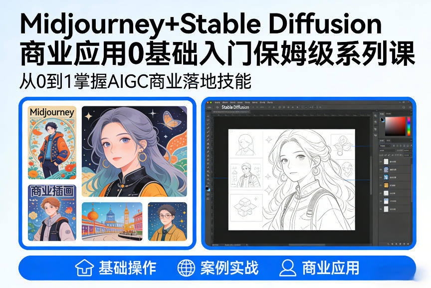 AIGC商业应用Midjourney+Stable Diffusion教程，0基础入门保姆级系列课-易得个人分享